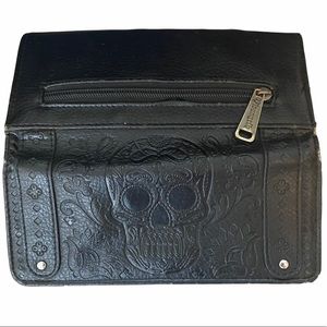 Loungefly sugar skull 💀 black leather wallet